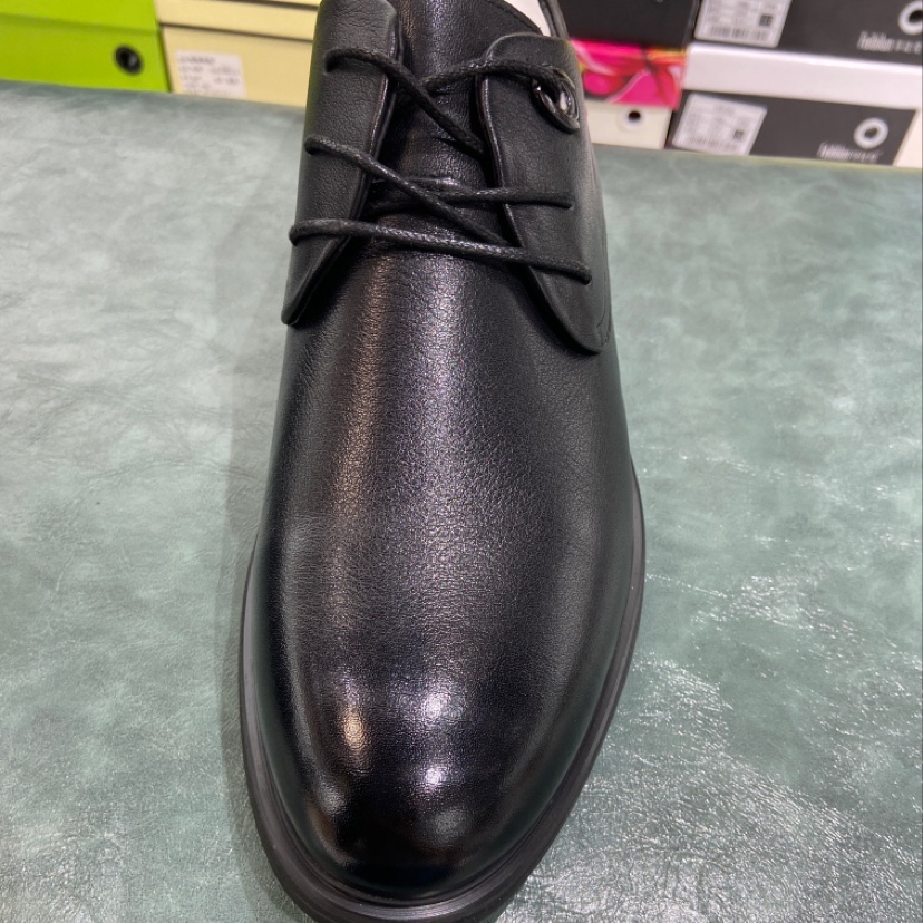 Black leather shoes for men thumbnail