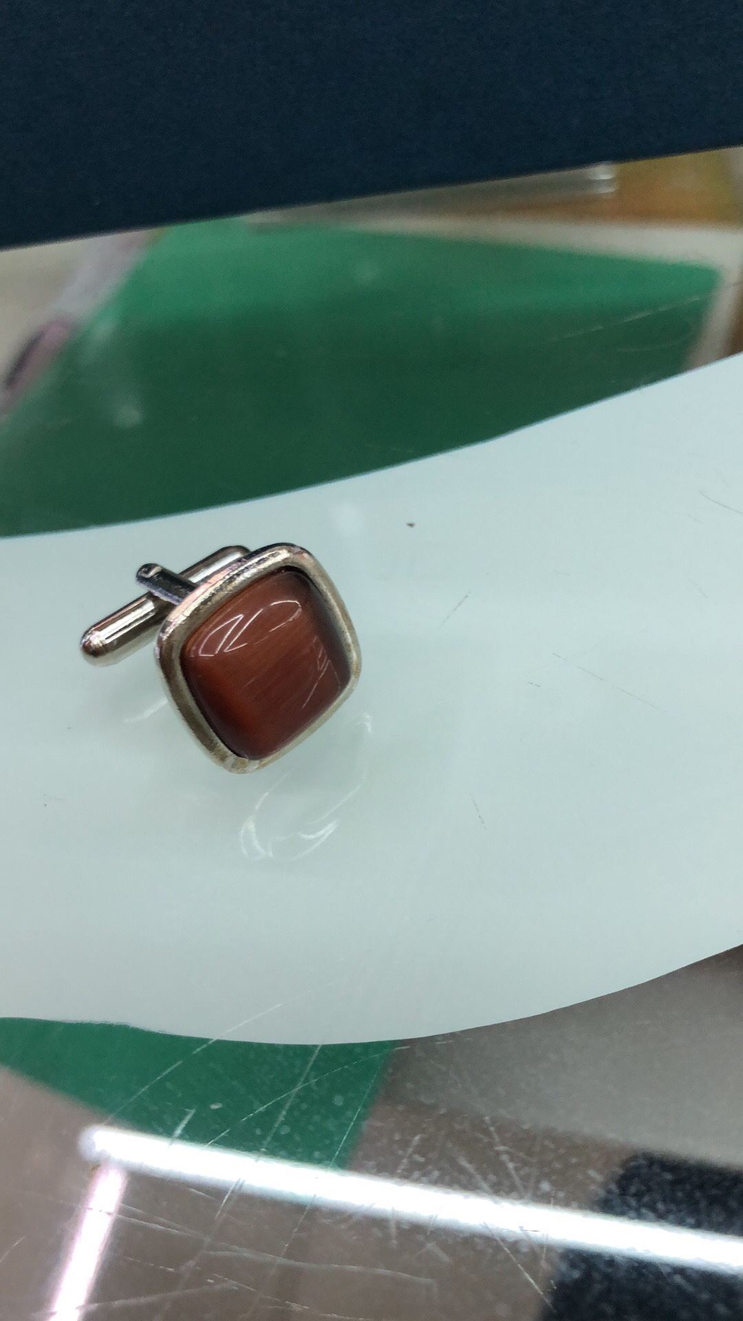 Iron material cat's eye cufflinks in multiple colors undefined