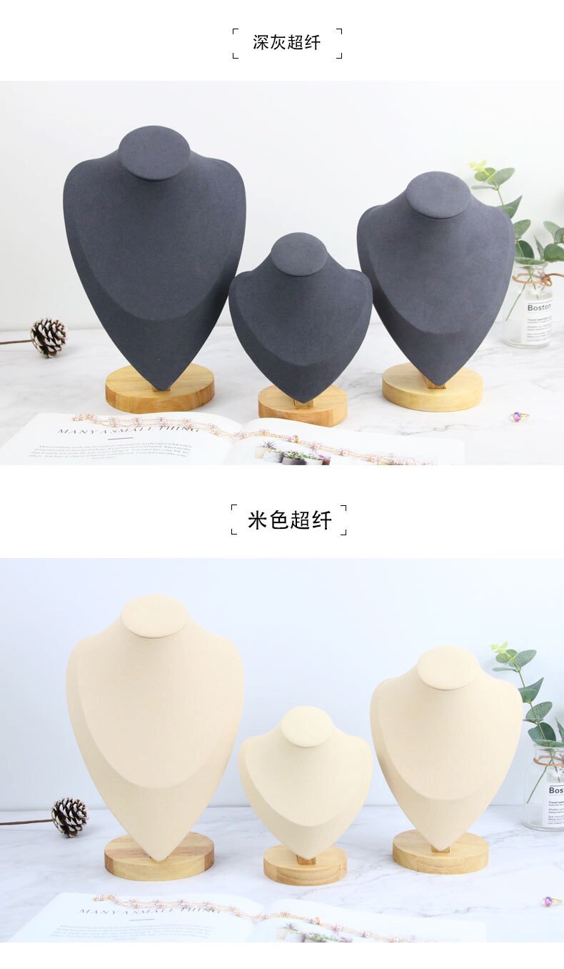 现货时尚欧美风榉木人像脖子珠宝项链展示架首饰架展示道具家居 （大号）产品图