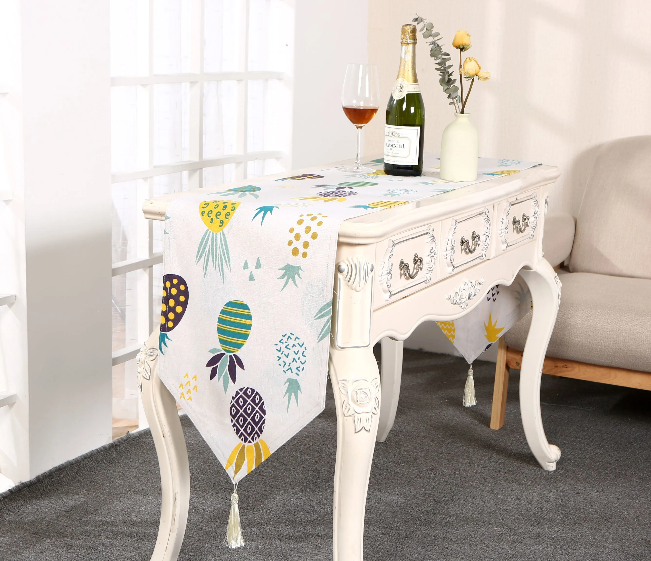 33*180 cm tablecloth, table flag, fruit pattern, pineapple, customizable detail image 1