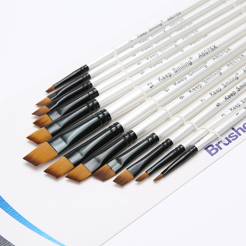 12 sets of pearlescent white paint brushes acrylic paint brushes nylon wool brush art painting supplies wholesale thumbnail