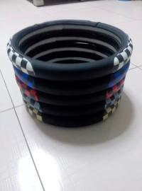 Car Leather Carbon Steering Wheel Cover Four Seasons General Circular Hand Seam Cover Non-Slip Supplies