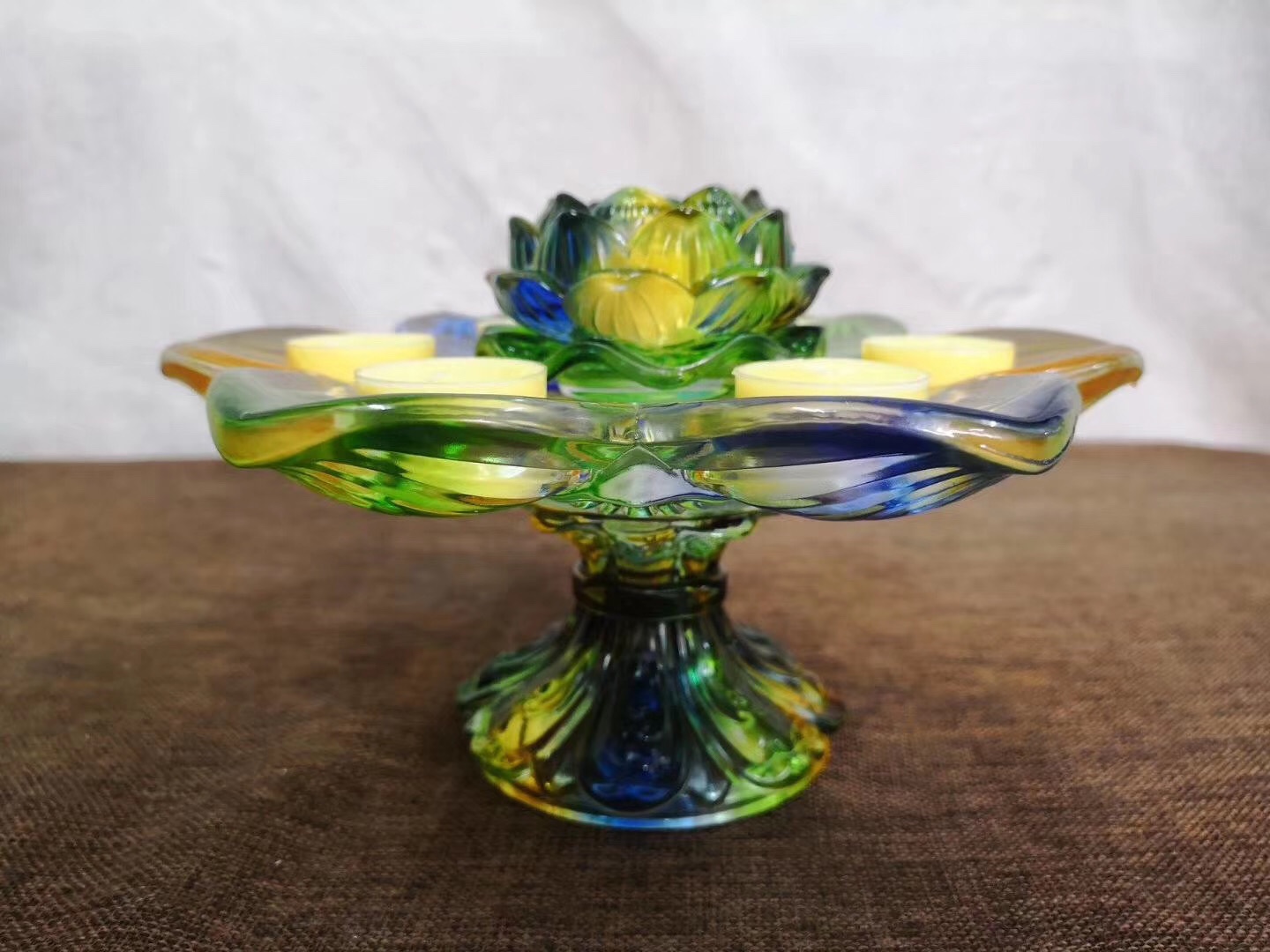 佛前供灯 琉璃酥油灯座 七星灯座电子蜡烛细节图