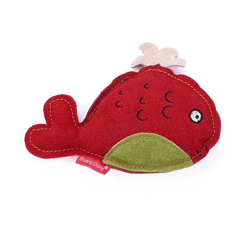 Pure cowhide toy for dogs, whale-style details Picture