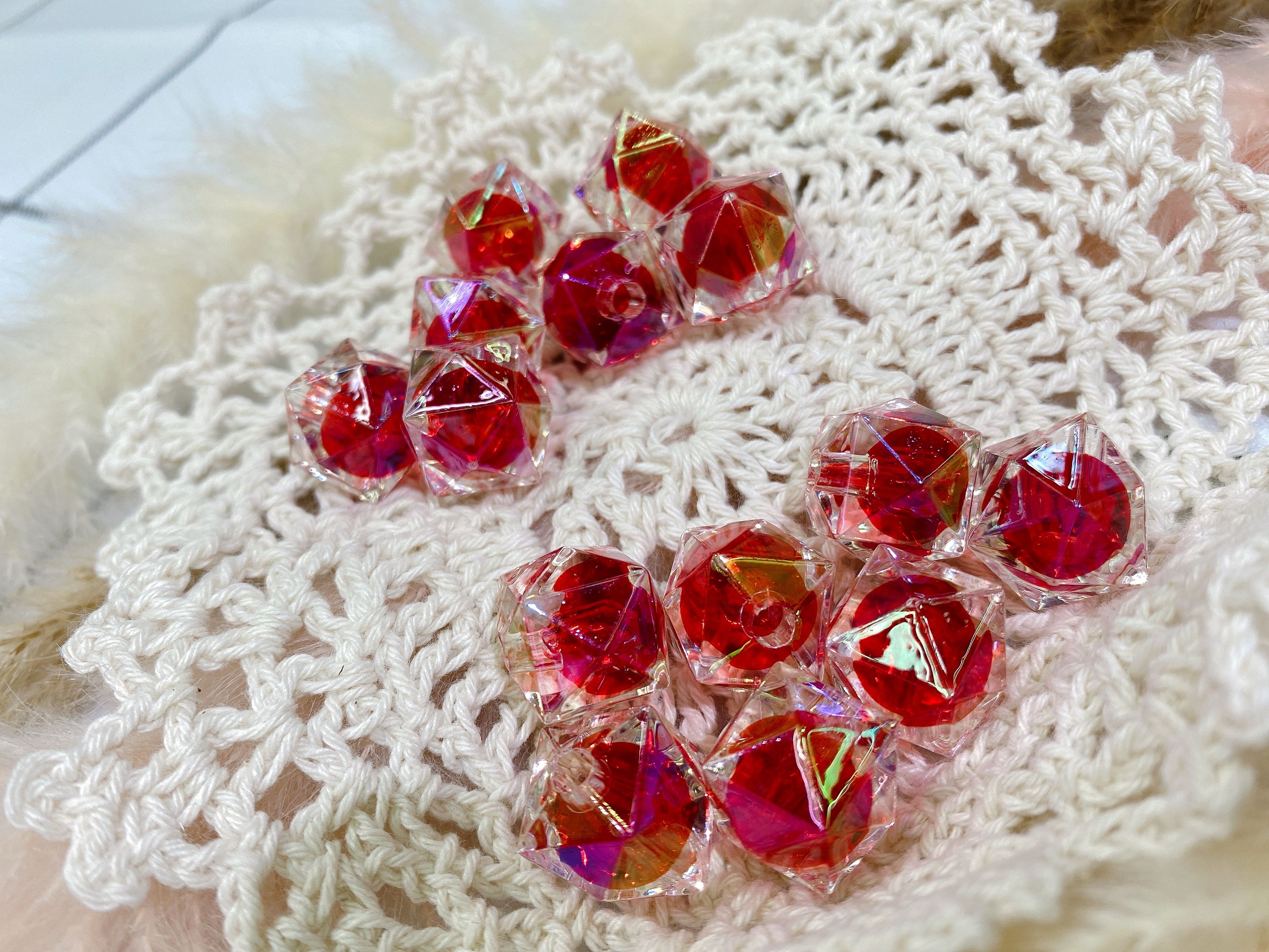 Acrylic half-hole two-color bead bead bead cut square seven-color DIY headband clothing accessories pen hang accessories detail image 2