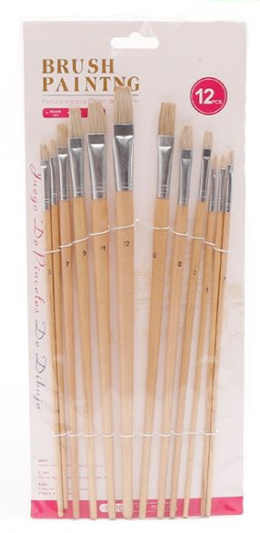 Pig hair flat head gouache acrylic paint brush 579 birch 12 sets thumbnail