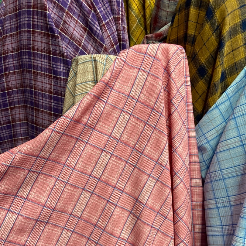 桃红色格子jk制服裙布料装饰品工艺品头饰布料多色可选