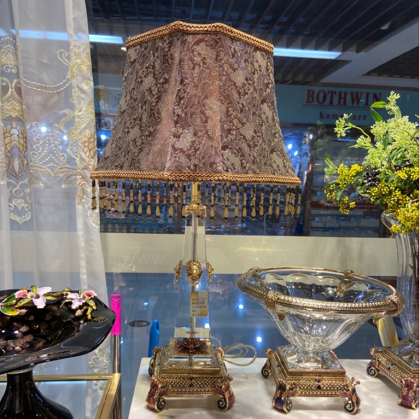 皇室至尊台灯珐琅彩浮雕花瓶插花干花平安纳福客厅办公室玄关摆件博古架装饰