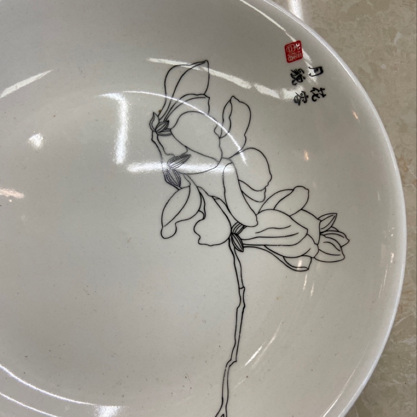 Simple flower pure white printed ceramic dinner plates, simple style, available in multiple sizes and styles details Picture
