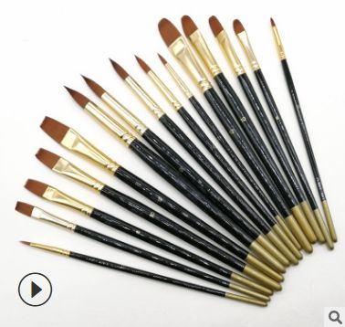 Cross-border hot selling 5 nylon pingfeng Peak peak peak round peak black rod gold tail gouache acrylic watercolor brush oil brush