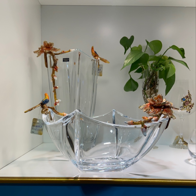 荣华富贵珐琅彩浮雕花瓶插花干花平安纳福客厅办公室玄关摆件博古架装饰