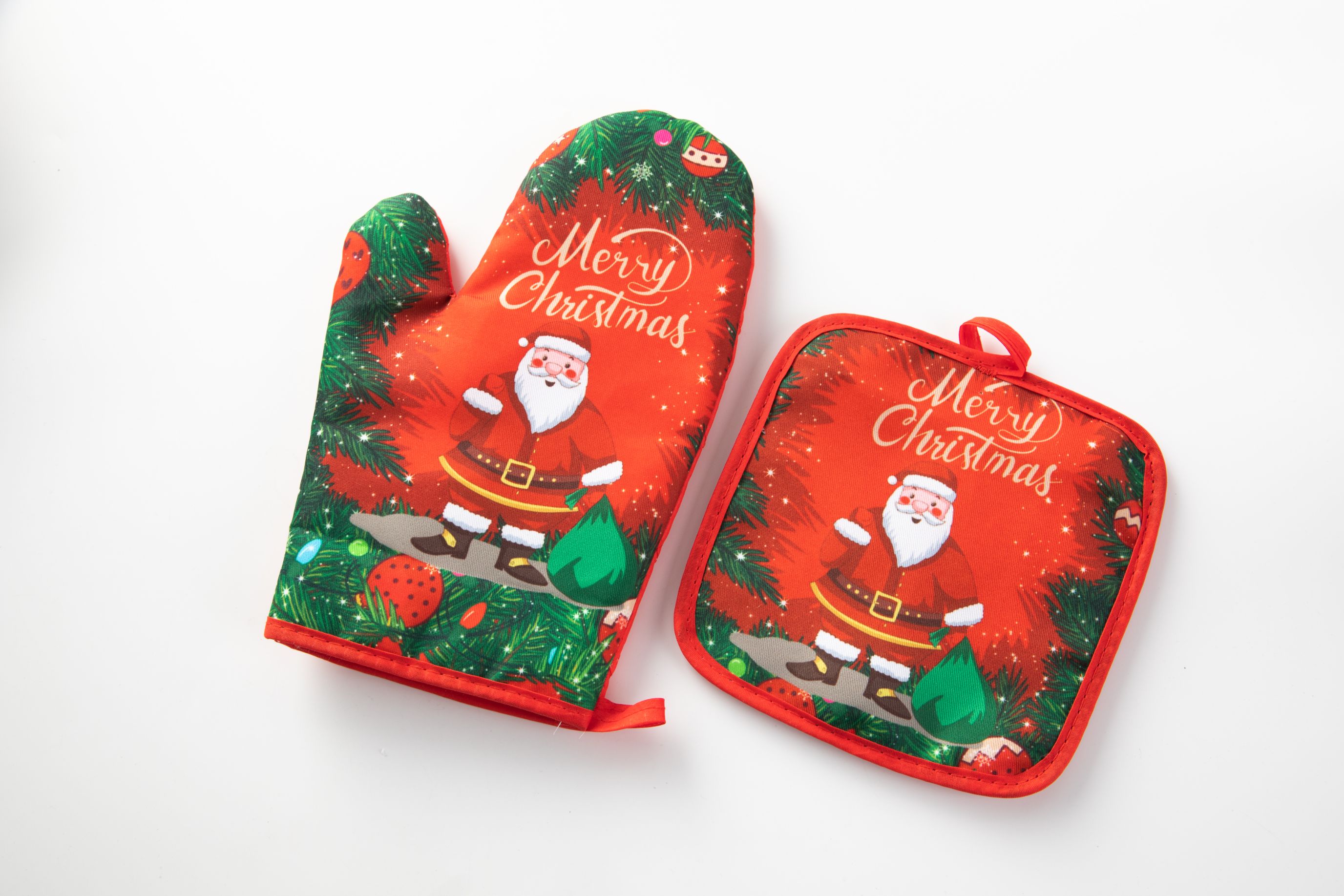 Hot Christmas Twill Microwave Oven Baking Glove Mat 2 Sets Specification drawing