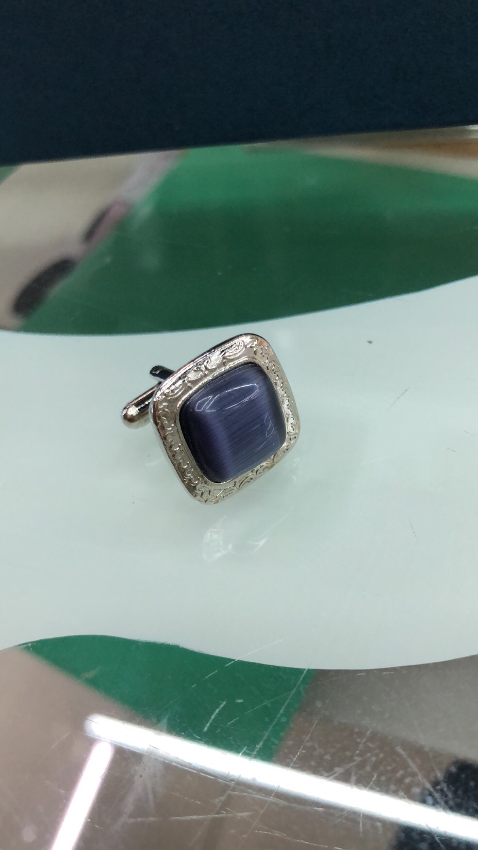 Iron material cat's eye cufflinks in multiple colors undefined