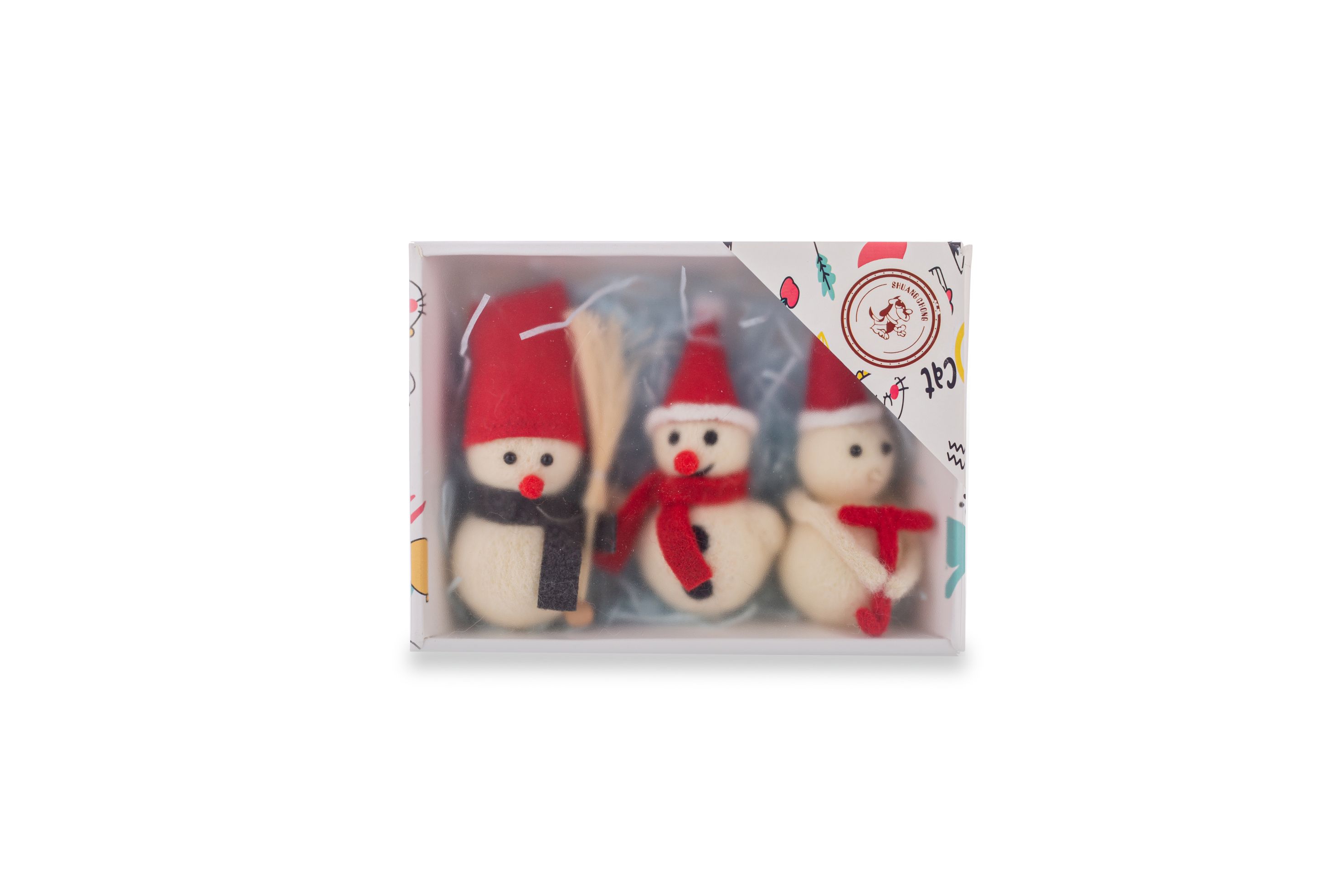 This cat is made of pure handmade wool and comes with a catnip Christmas set details Picture