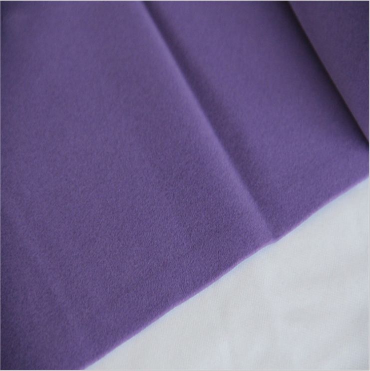 现货手表盒包装紫色水刺无纺底长毛尼龙植绒布可提供背胶绒布产品图