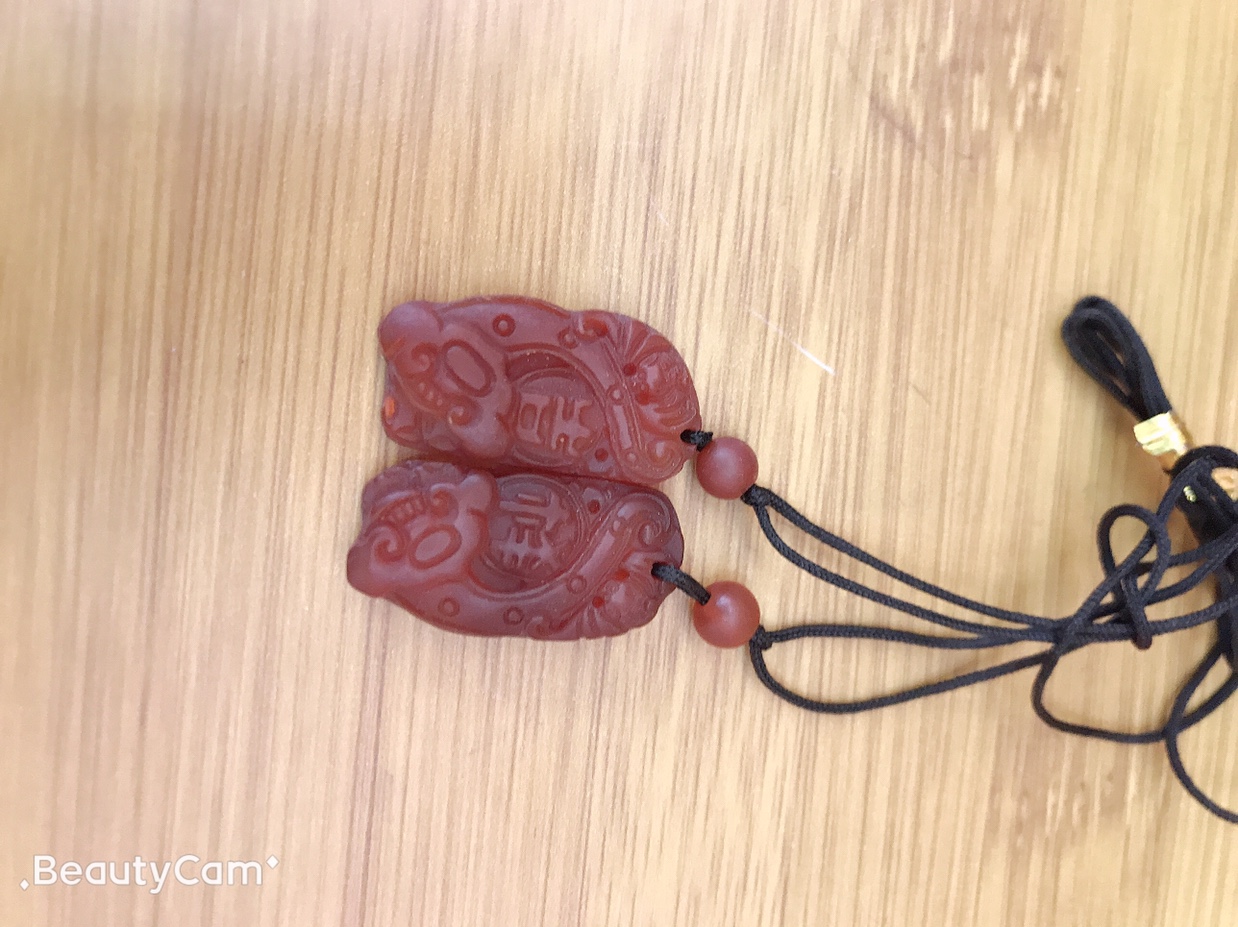 龙凤呈祥红玉髄项链