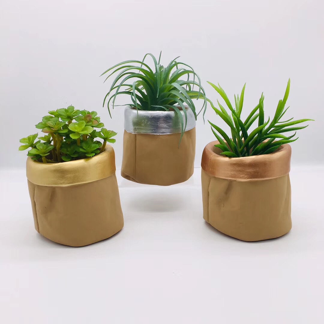 Nordic imitation paper bag cement flowerpot multi-color optional thumbnail