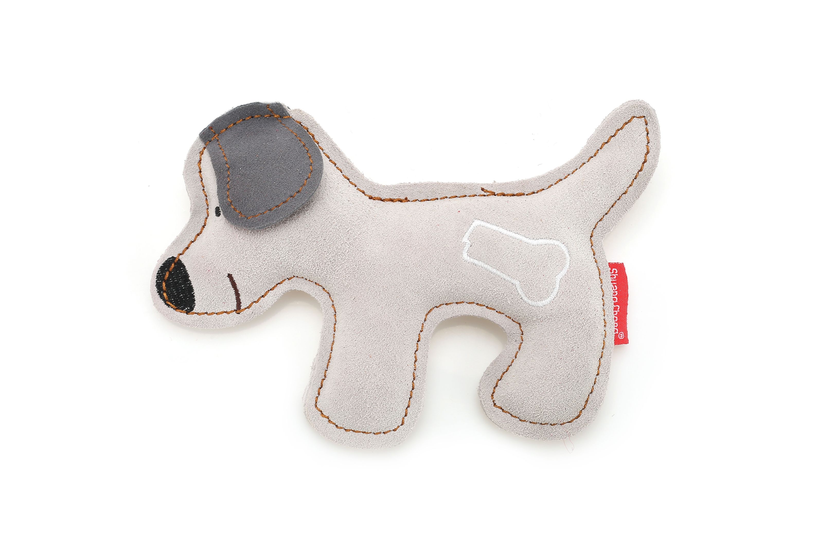 A pure cowhide toy for a dog that is resistant to biting