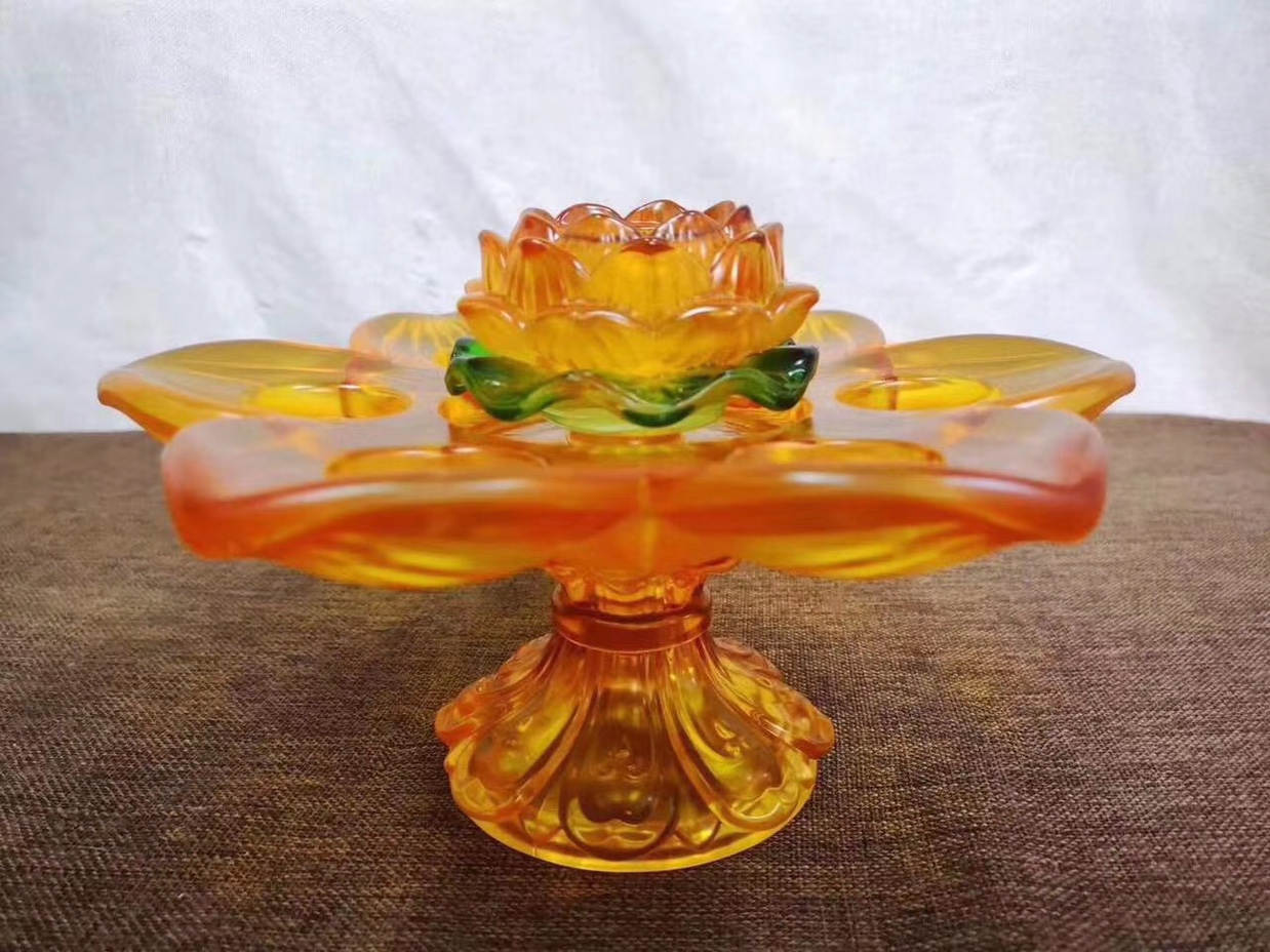 佛前供灯 琉璃七星酥油灯座 家用油灯座