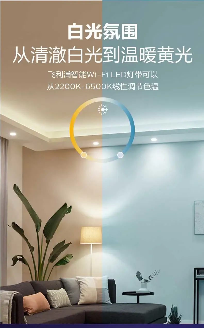 Philips Smart WiFi LED light strip, voice WiFi control for dimming and color adjustment, new for bedroom, living room and home ceiling detail image 3
