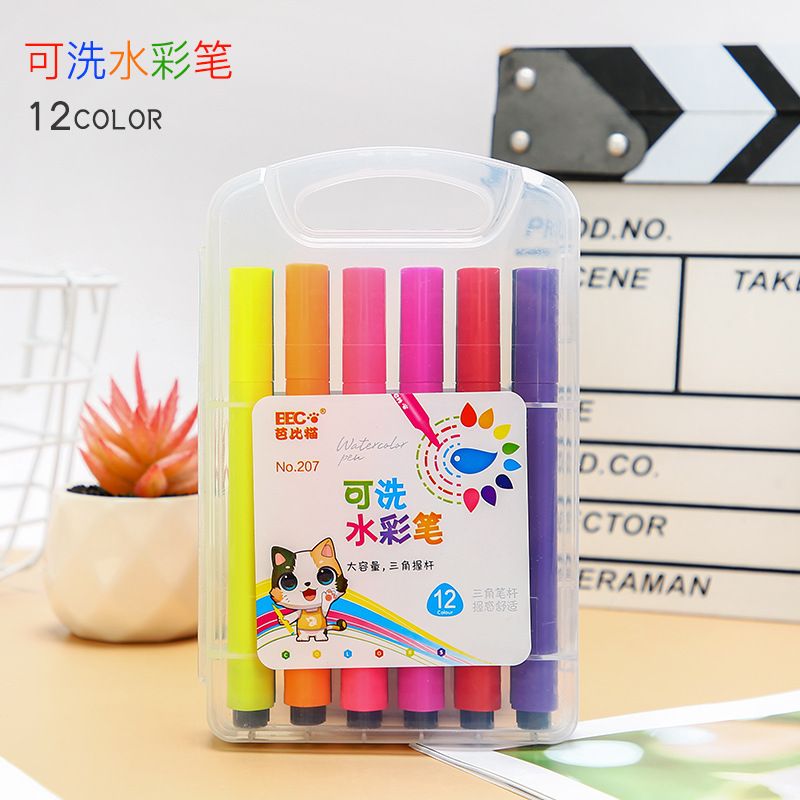 Paopyrene watercolor pen 12 color washable color pen student professional art painting triangle grip art supplies