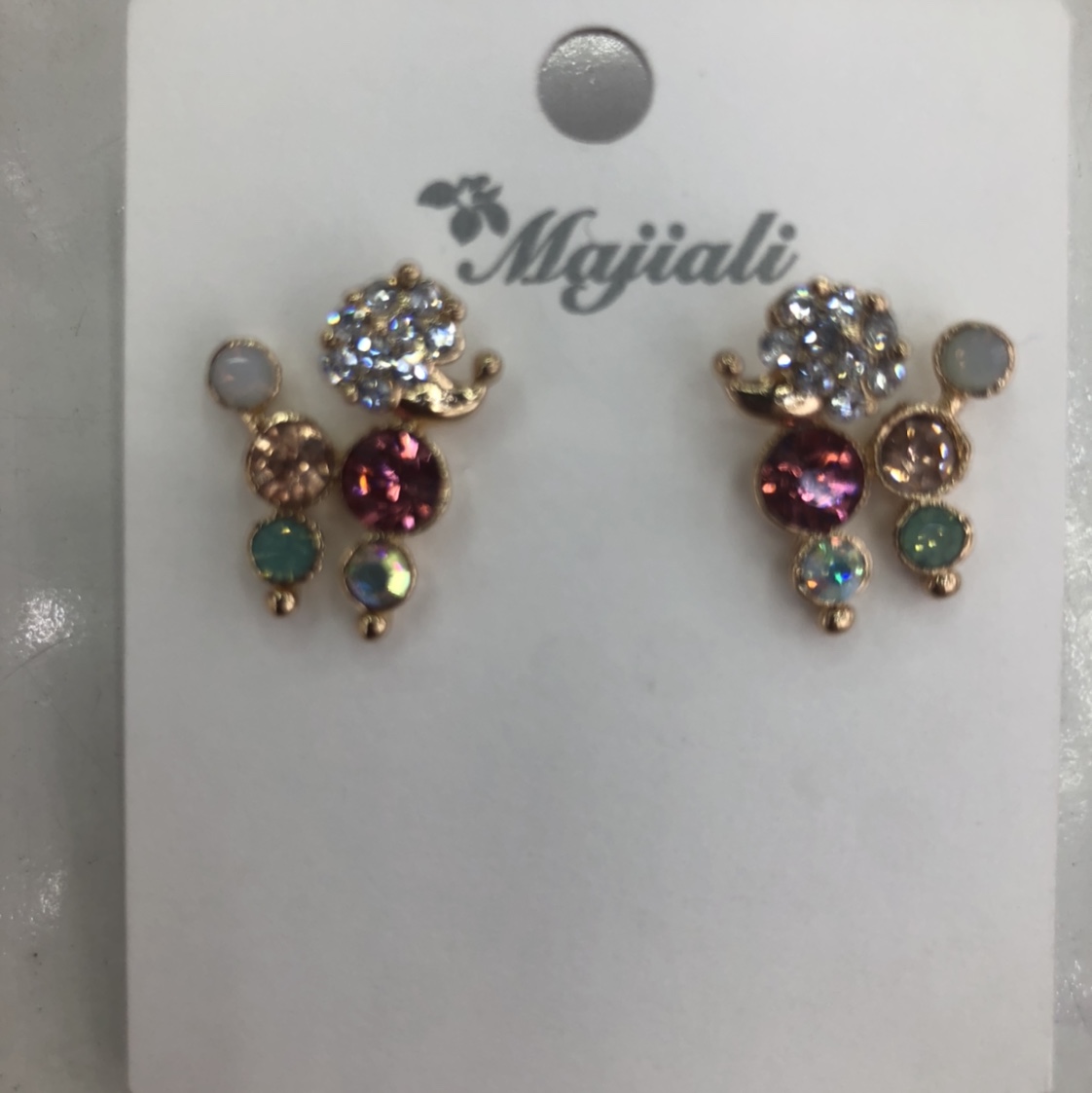 Korean Colored Diamond Poodle Earrings
