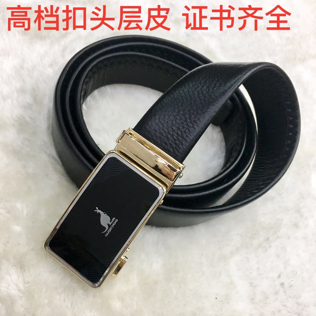 Yiwu Selection a substitute real kangaroo 4.0 high-end first layer leather automatic leather belt men's belt thumbnail