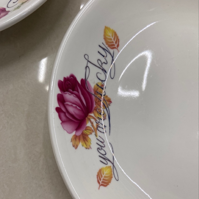 Pure white printed ceramic plates with flower patterns, simple style, available in multiple sizes and styles details Picture