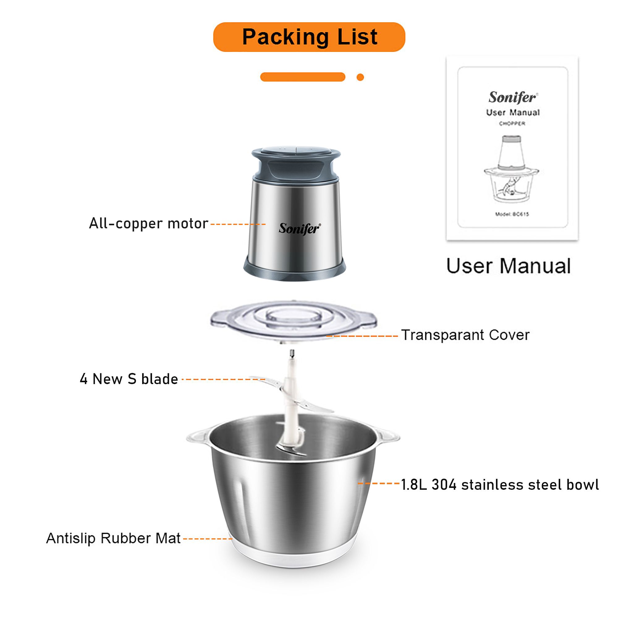 Sonifer meat grinder SF-8058 detail image 4