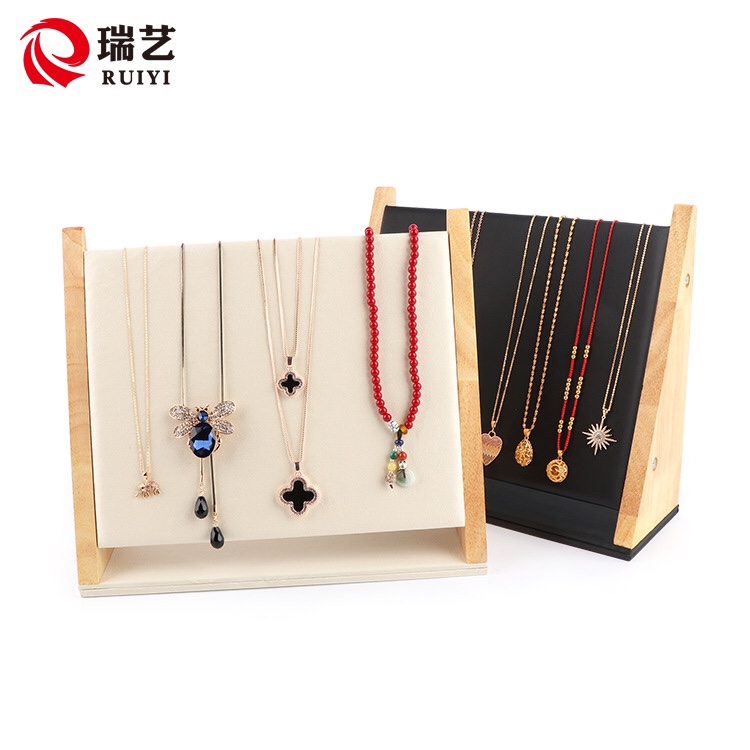 立式项链手链展示架皮革首饰架带挂钩项链架子饰品店收纳道具