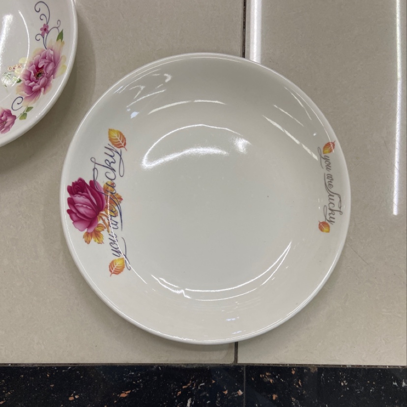 Pure white printed ceramic plates with flower patterns, simple style, available in multiple sizes and styles Specification image