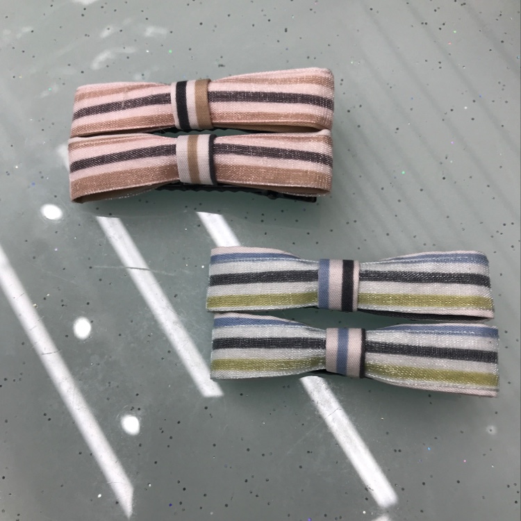 Korean version of the fashion fabric bowknot pinstripe double edge clip