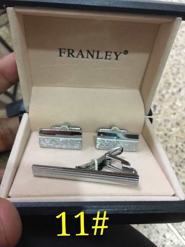 Silver brushed cufflinks with tie clips set CuffLinks undefined