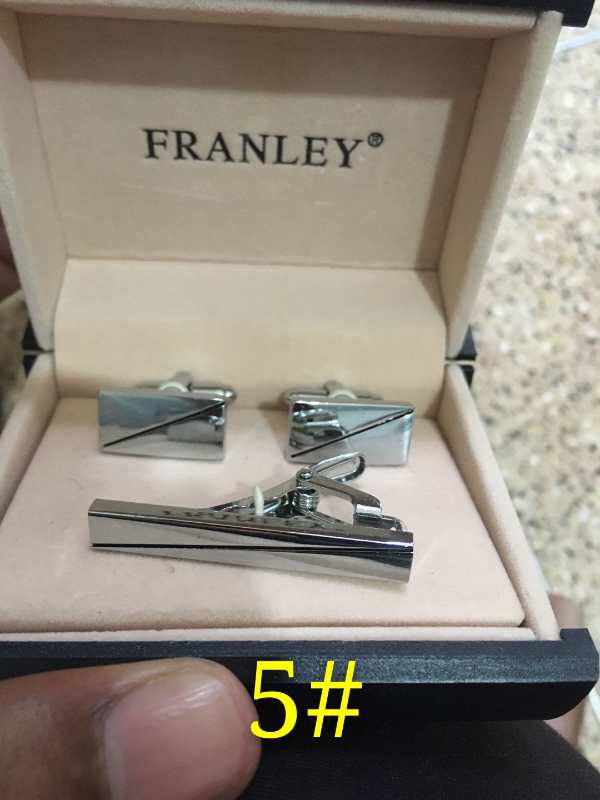 Silver brushed cufflinks with tie clips set CuffLinks undefined