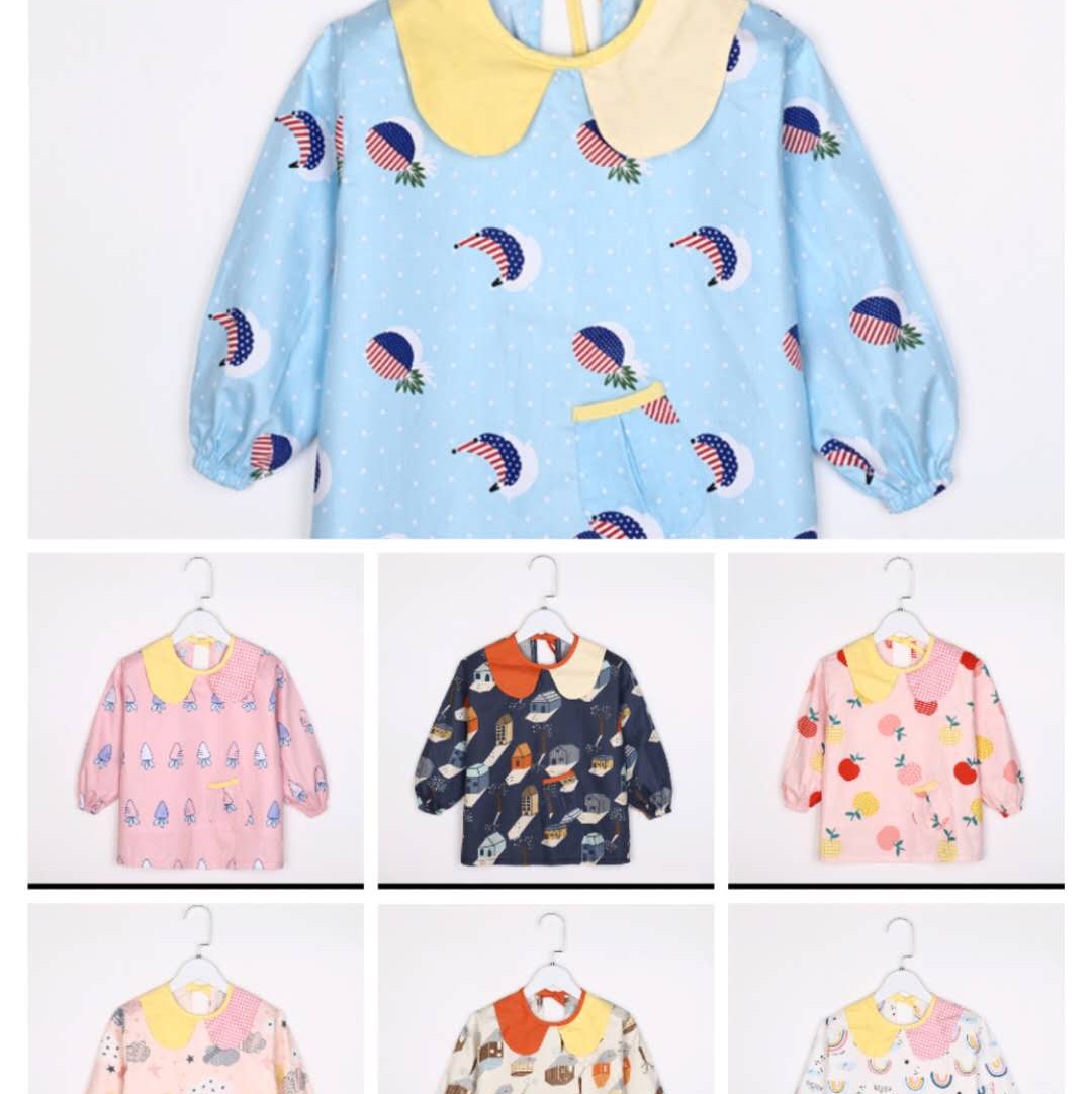 Round-necked cotton smock