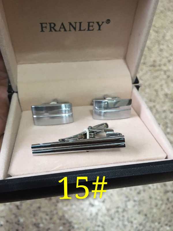 Silver brushed cufflinks with tie clips set CuffLinks undefined