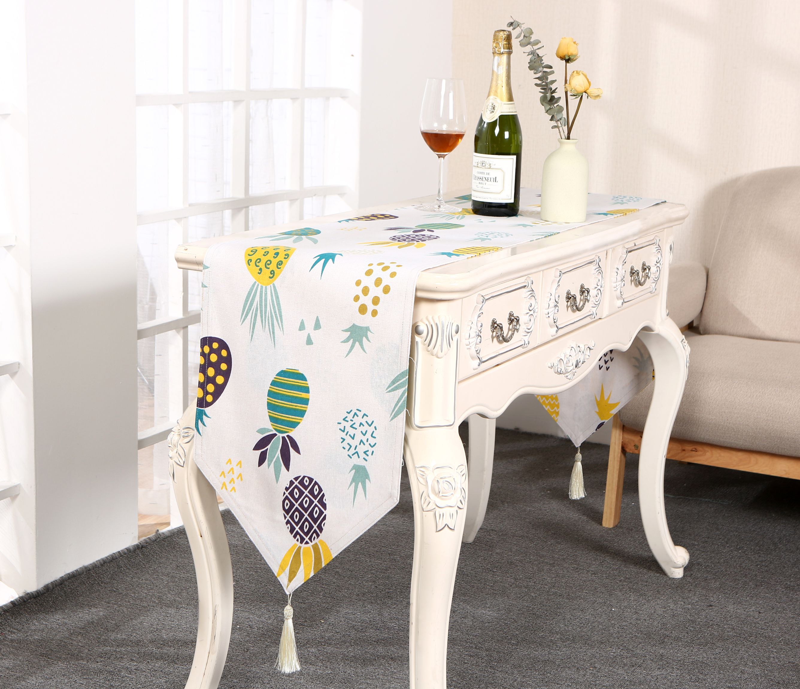 33*180 cm tablecloth, table flag, fruit pattern, pineapple, customizable