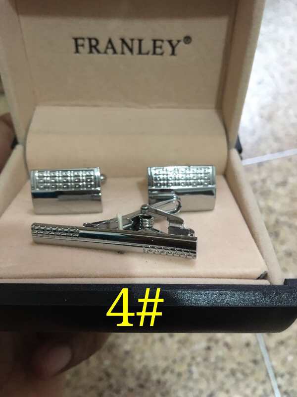 Silver brushed cufflinks with tie clips set CuffLinks undefined