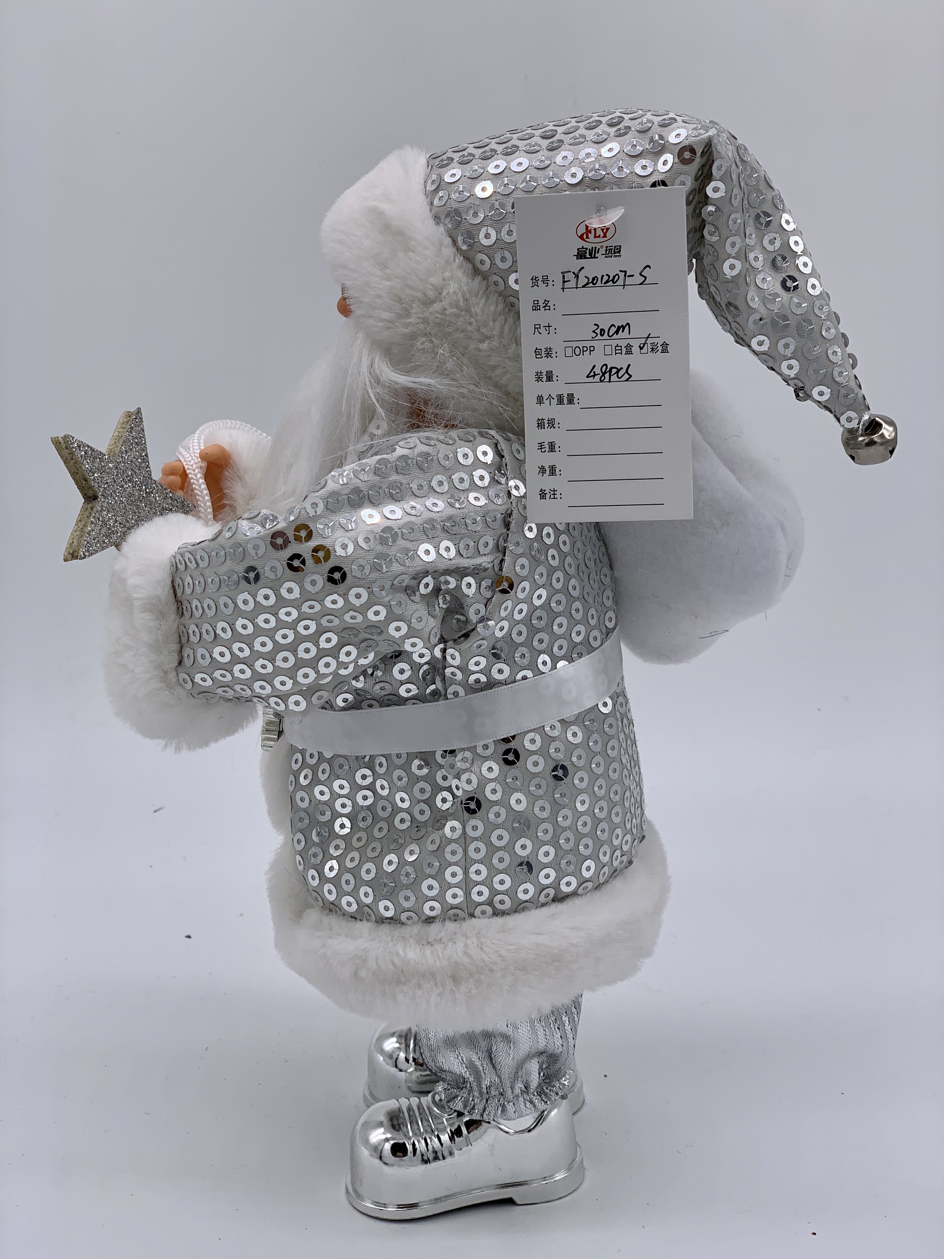 30 cm luxury silver sequined electric Santa Claus Application Scenario