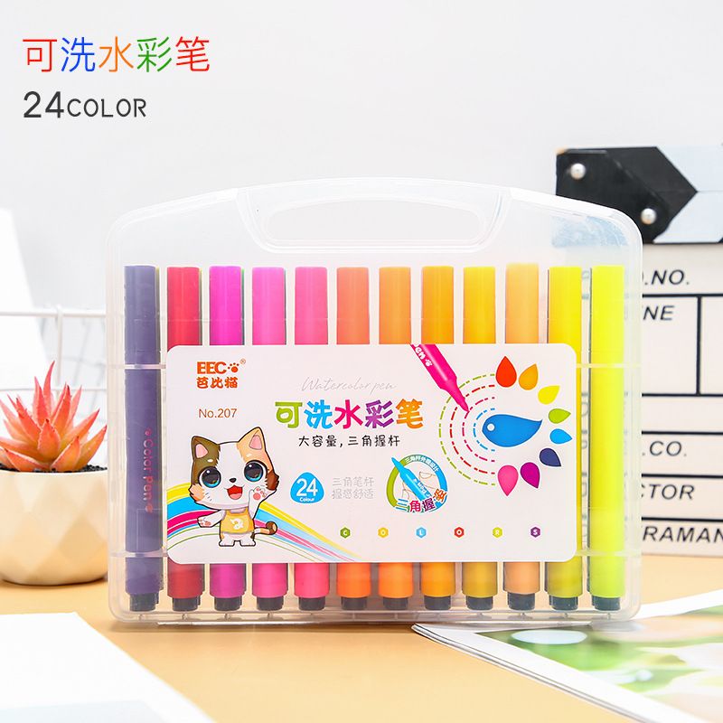 Paopyrene watercolor pen 24 color washable color pen student professional art painting triangle grip bar art supplies