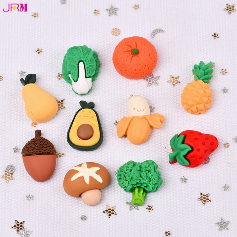 Resin accessories frosted cartoon fruits and vegetables simulation food Avocado mushroom resin accessories patch DIY ornaments