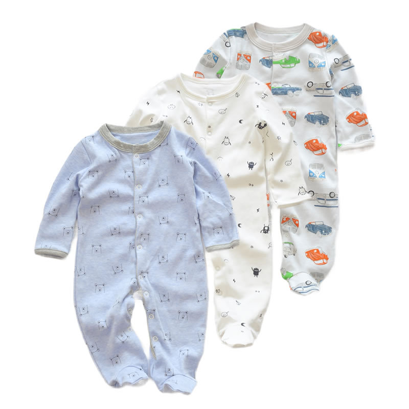 三件套纯棉包手脚婴儿爬服哈衣新生儿连体衣详情图5