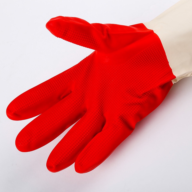 家用红白双色洗碗手套家务清洁洗衣厨房洗碗优质乳胶手套呵护双手图