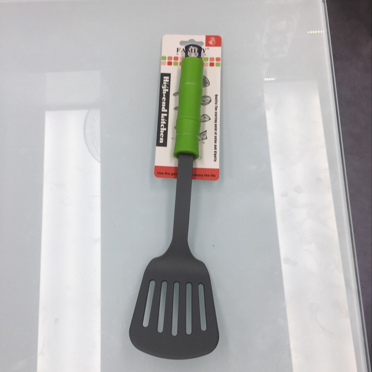 Green-handled spatula