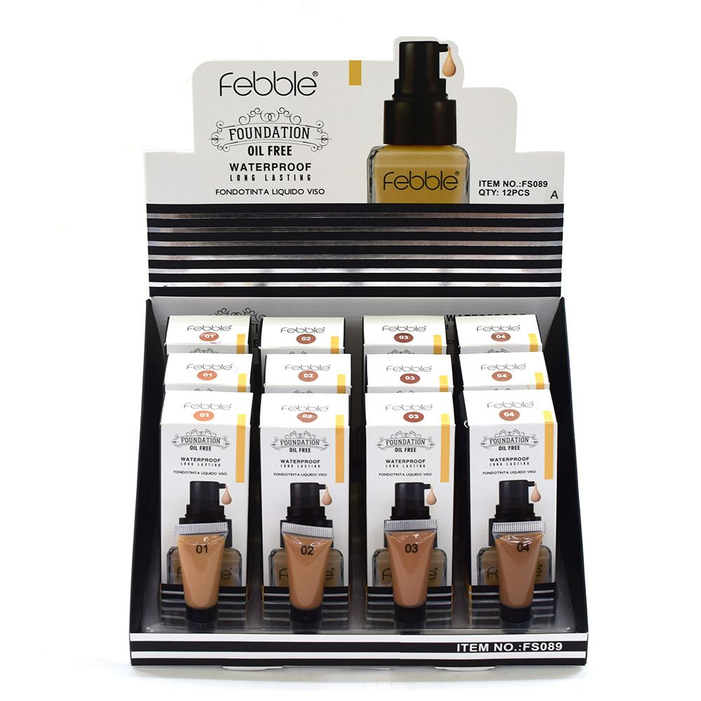 【12 Bottles 】FS089C Deep Skin FEBBLE Glass Bottle Moisturizing, Nourishing and Concealing Foundation with sample size
