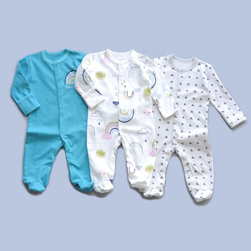 三件套纯棉包手脚婴儿爬服哈衣新生儿连体衣详情图2