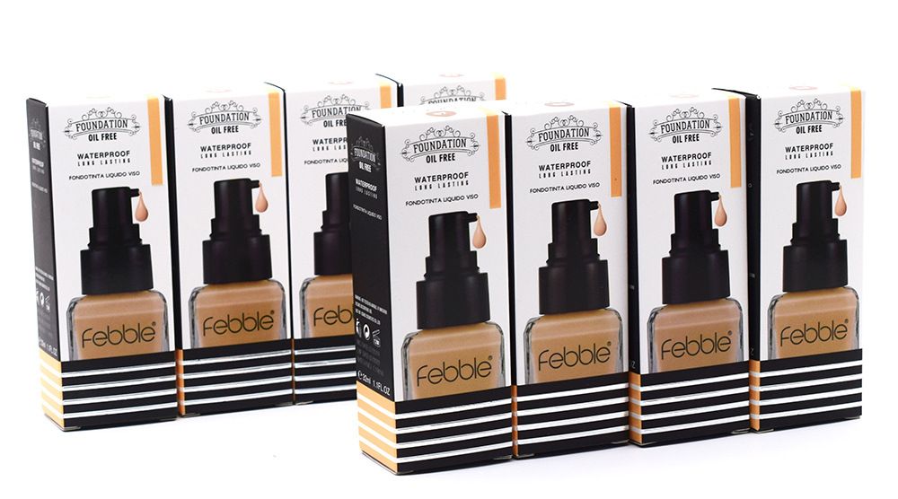 【12 Bottles 】FS089C Deep Skin FEBBLE Glass Bottle Moisturizing, Nourishing and Concealing Foundation with sample size Specification image
