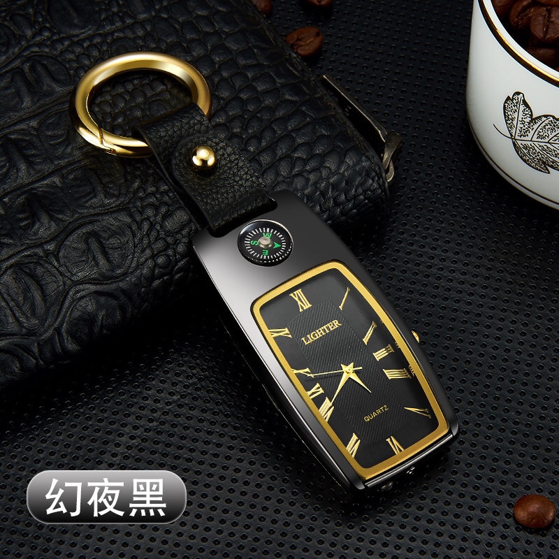 汽车钥匙扣挂件多功能带灯手表点烟器USB充电打火机详情图7