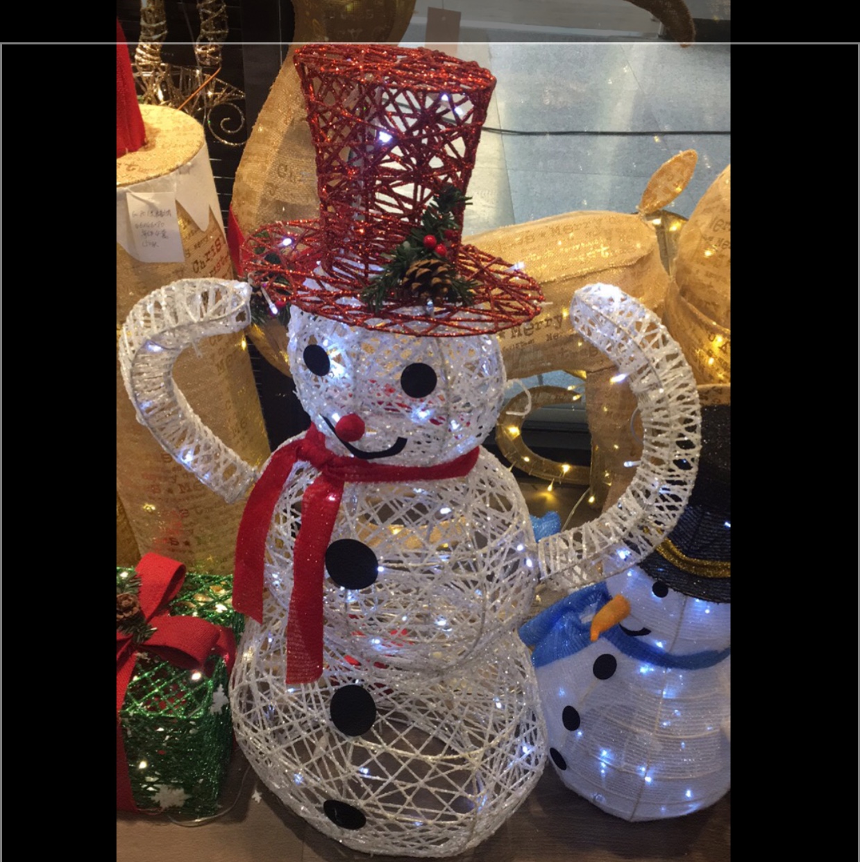 80CM three-layer Christmas snowman Christmas gift decoration luminous LED lights thumbnail
