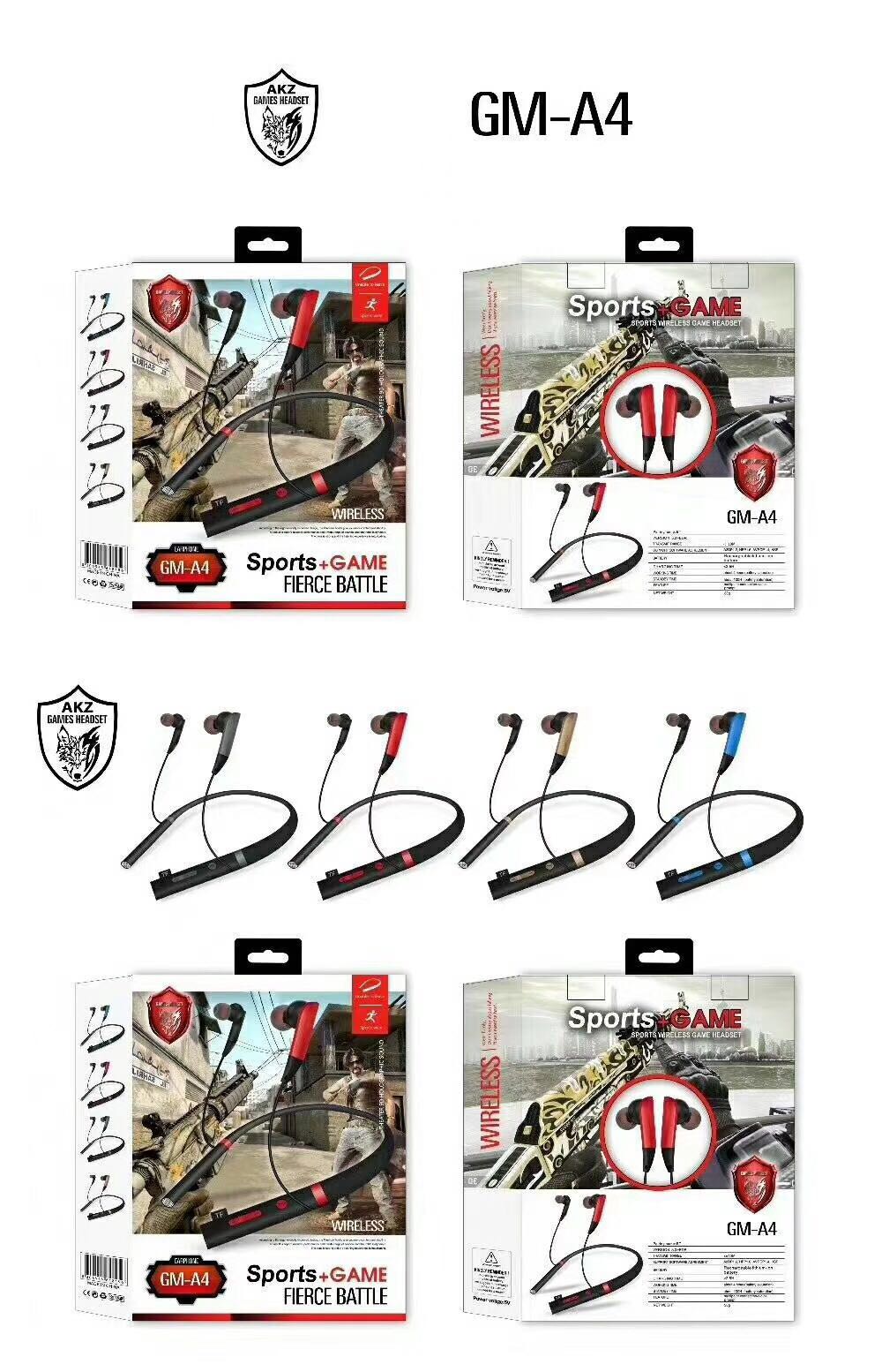 GM-A4 Bluetooth Neckband card-Inserting Sports and Fashion Headphones details Picture